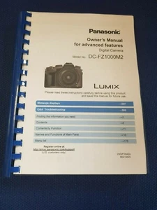 PANASONIC DMC-FZ1000 MK II FULL USER MANUAL INSTRUCTIONS PRINTED 325 PAGES A5 - Picture 1 of 1