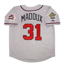 Greg Maddux Atlanta Braves 1995 World Series Grey Road Jersey Men's (S-3XL)