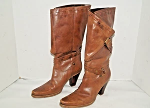  leather Boots Bronx Kenny Womens Harness Buckle Strap Walk Work Dress US Sz 8 - Picture 1 of 11