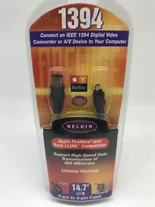 Belkin 1394 IEEE Firewire 6 Pin To 4 Pin Cable Model F3N401-14-ICE 14.7' - Picture 1 of 4