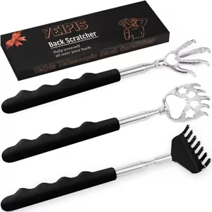 3 Pack Back Scratcher Metal Portable Telescoping with Rubber Handles, Extendable - Picture 1 of 7