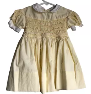 Vestido Vintage Polly Flinders Talla T2 Calado a Mano Amarillo Bordado Enagua - Imagen 1 de 7