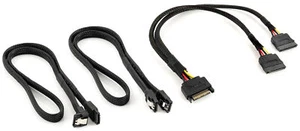 Poppstar 2x 60cm Sata 3 Datenkabel, 1x 30cm Stromkabel (Y S-ATA Adapter Weiche) - Bild 1 von 2