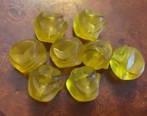 Vintage Matte Vibrant Yellow Ruffle Baroque Mosaic Sectioned Lucite Bead Lot - Picture 1 of 4