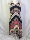 MONSOON 'Tilly' Dress Multicoloured Navy Asymmetrical Boho Midi UK12 NWT L655