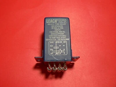 LEACH TD-1673-3002 T/D 30 SEC ±10% INPUT 115VRMS 400HZ S/P 10A RES 2 PDT RELAY - Image 1 of 4