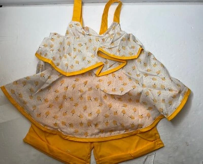 Girls Orange/Yellow Flowy Top W/ High Waisted Shorts - Изображение 1 из 2