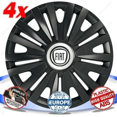 SET 4 BORCHIE RUOTA COPRI CERCHI CALOTTE 14 ROYAL BLACK PER FIAT PANDA - Изображение 1 из 3