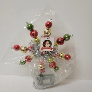 Mr Christmas 10” Silver Tinsel Snowflake Ball Ornament Table/Tree Topper Lighted - Picture 1 of 4