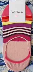 Paul Smith Women Italian No-Show Socks Violet Stripe Pink F744 OneSize CottonMix - Picture 1 of 5
