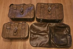 3 TEILIGES VINTAGE GEPÄCK KOFFERSET LEDER MIT KLEIDERSACK - Bild 1 von 23