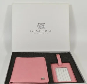 Gemporia Pink Passport Travel Set Mint In Box ~ Passport Holder & Luggage Tag - Picture 1 of 5