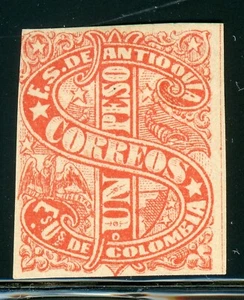 ANTIOQUIA - COLOMBIA MH Selections: Scott #17 1P Vermilion 1873 CV$7+ - Picture 1 of 1