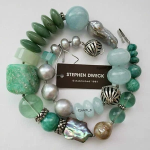 STEPHEN DWECK Sterling Silver Champagne Pearl & Mixed Stone Necklace 20" $1150 - Picture 1 of 10