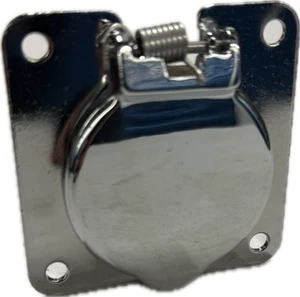 ZEROSTART 8606080 WEATHERPROOF RECEPTACLE ONLY FOUR HOLE SQUARE FLANGE CHROME - Picture 1 of 8