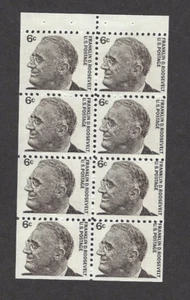 Scott # 1284b 6-Cent Roosevelt US Stamps 1965 Booklet Pane of 8 MNH - Picture 1 of 1
