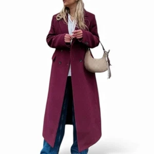 Abrigo largo de lana Preston & York borgoña vino talla 16 - Imagen 1 de 13