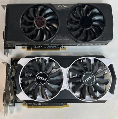 EVGA NVIDIA GeForce GTX 950 FTW ACX 2.0 & MSI R7 370 2GD5T Video Cards Lot Works - Image 1 of 4