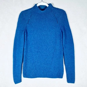J McLaughlin Pullover Damen S blau Baumwolle Wolle Stehkragen Waffel Strickpullover - Bild 1 von 11