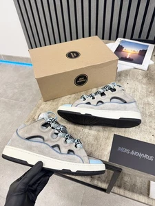Lanvin Curb Low Top Trainers In Grey & Light Blue RRP £750 / UK. 8 - Picture 1 of 15