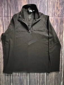 IBEX 100% Merino Wool 1/4 Zip Pullover Sweater Shak Midlayer Mens Large Black - Picture 1 of 12
