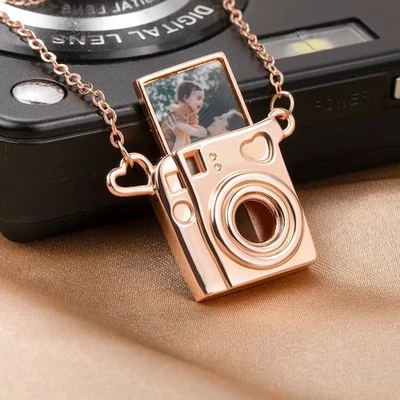 Camera Necklace with Personalized Photo Photography Pendant Keepsake Memory Gift - Image 1 of 4