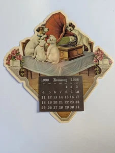 Victorian Gallery Dogs Gramophone Magnetic Calendar 1998 Victorian Inspired - Picture 1 of 3