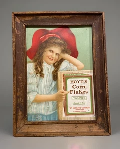 Antiker 10x14" Werbedruck "Hoyt's Corn Flakes" mit primitivem Holzrahmen - Bild 1 von 13
