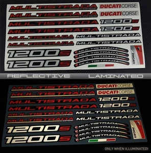 Reflective decals stickers set for Ducati Multistrada 1200S Laminated - Picture 1 of 7