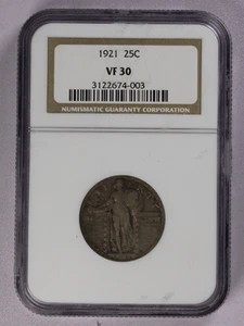 1921 Standing Liberty Silver Quarter 25C NGC VF 30 - Picture 1 of 3