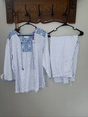 Conjunto de pijama Anne Klein feminino tamanho XXL duas peças manga longa algodão 2XL - Imagem 1 de 4