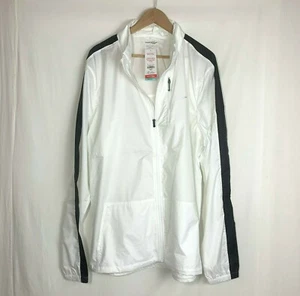 Saucony White Wind / Rain Jacket Full Zip Packaway Mens Running Jacket XXL 2XL - Picture 1 of 6