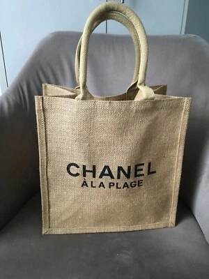 CHANEL Novelty A La Plage  Burlap Tote Handbag - Image 1 of 4