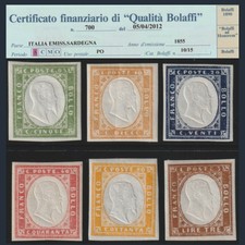 ASI Regno Sardegna IV Emissione n. 13/18A Certificato Bolaffi MNH Antichi Stati