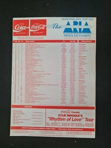 Coca Cola Aria TOP 50 CARTA POP 13 de enero de 1991 Australia tienda de discos música volante 40 - Imagen 1 de 4