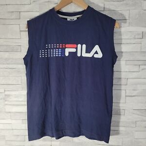 Mens VINTAGE  FILA Vest Top Blue XS Sleeveless Relaxed Fit Extra Small 1990's