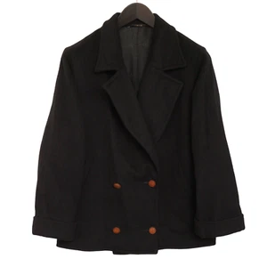 Mujer DAKS Londres Abrigo Lana Negro Vintage 90's Talla M IT42 F38 US8 GB10 - Imagen 1 de 8