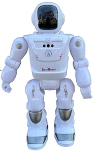 Devo Robot White Gray Swinging Arms ,legs Move, Remote Tested Works Toy Play - Picture 1 of 6