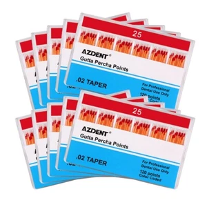 10Packs AZDENT Dental Gutta Percha Points 0.02 Taper 25# Endodontics 120pcs/pack - Picture 1 of 12