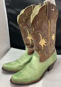Ariat Manzanita Green Leather Cowboy Boots Size 6.5 - Picture 1 of 19