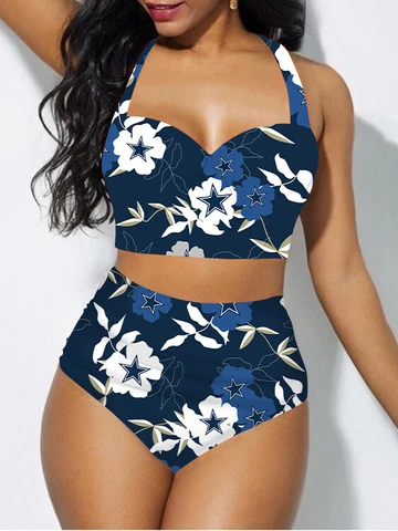 Dallas Cowboys High Waist Bikini Set Lady Swimsuit Swimwear Bathing Wear Gifts Cover