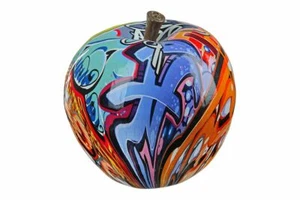 37149 Poly Apple Street Art Apfel Kunstharz 11 x 11 x 11cm Bunt - Bild 1 von 4