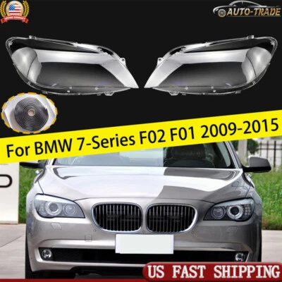 Pair Left & Right For BMW 7-Series F01 F02 2009-2015 Headlight Lens Cover Shell Foto 1 de 4