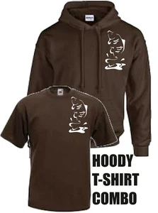 CARP FISHING CLOTHING, HOODY / T-SHIRT COMBO. (LEAPING CARP IN BROWN). - Picture 1 of 6