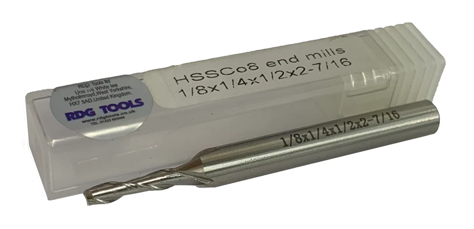 1/8" END MILL 2 FLUTE MILLING CUTTERS M42 HSS 8% COBALT RDGTOOLS - Image 1 of 1