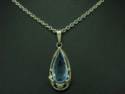 835 Argento Collana Pendente Con Pietra di Vetro Ricoperto/42,0cm/8,3g - Immagine 1 di 4