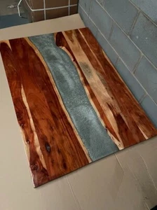Epoxy Resin River Dining Straight Edge Table - Picture 1 of 3