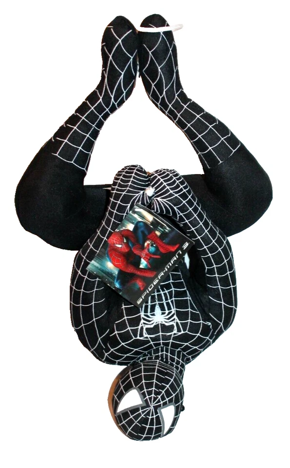 NEW WITH TAG 2006  Black Spiderman 3 Toy Factory Hanging Upside Down 18" Plush - Image 1 of 1