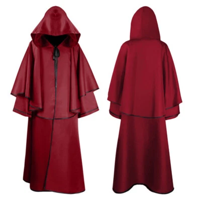 Men Hoodie Cape Long Cloak Loose Jacket Poncho Medieval Top Coat Cosplay Chic - Image 1 of 4