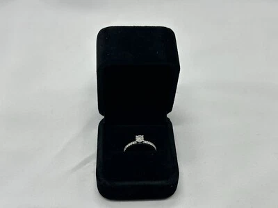 engagement ring size 9  24K white gold genuine 5/8  carat diamond - Image 1 of 4
